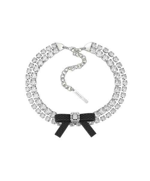 YVMIN(イヴミン)の「RUBBER BOW GEMSTONE NECKLACE(ネックレス・メンズ・ブラック・OS)」の1枚目の写真