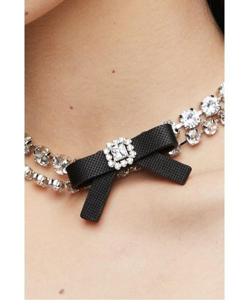 YVMIN(イヴミン)の「RUBBER BOW GEMSTONE NECKLACE(ネックレス・メンズ・ブラック・OS)」の3枚目の写真