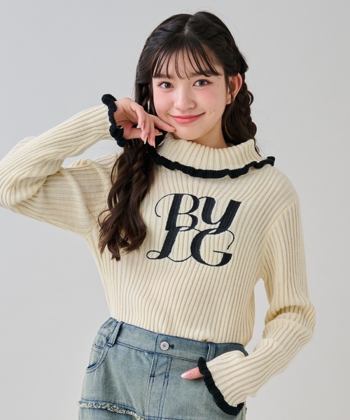 by LOVEiT(バイラビット)の「ロゴ刺しゅうテレコニット(ニット/セーター・キッズ・オフホワイト/ブラック/ラベンダー・130cm/160cm/120cm/150cm/140cm)」の3枚目の写真