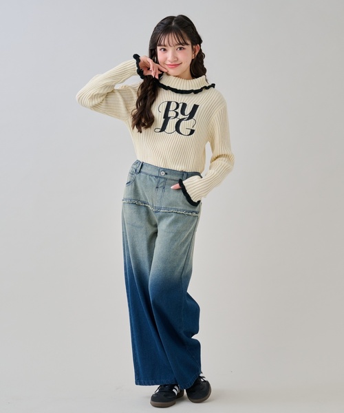 by LOVEiT(バイラビット)の「ロゴ刺しゅうテレコニット(ニット/セーター・キッズ・オフホワイト/ブラック/ラベンダー・130cm/160cm/120cm/150cm/140cm)」の10枚目の写真