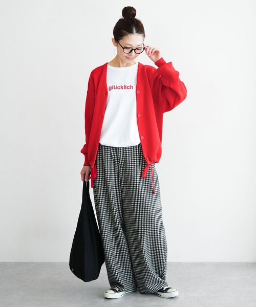 SOLAMONAT（ソラモナ）の「ウエハースニット ドローコードカーディガン（カーディガン/ボレロ・レディース・杢グレー/チャコールグレー/ネイビー/キナリ/レッド・FREE）」の15枚目の写真