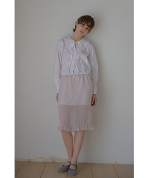 FRILL CHECK MIDI SKIRT_PINK