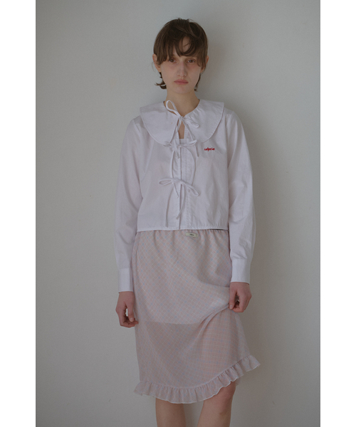 LETERIE(レテリー)の「FRILL CHECK MIDI SKIRT_PINK(スカート・レディース・ピンク・FREE)」の3枚目の写真