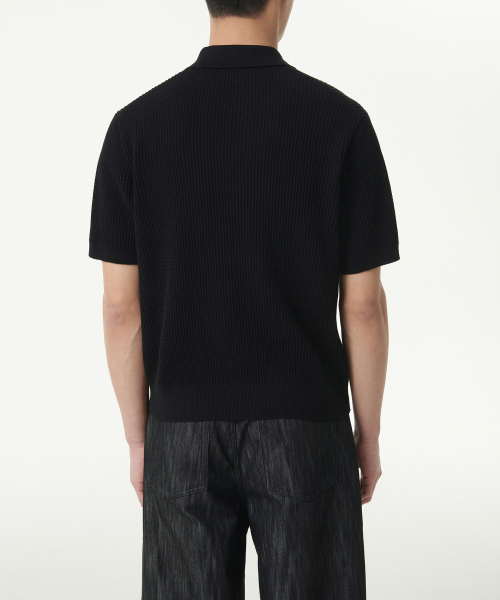 MUSINSA STANDARD（ムシンサスタンダード）の「クロシェニットポロシャツ[ブラック]（ニット/セーター・メンズ・その他・XX-LARGE/LARGE/MEDIUM/SMALL/X-LARGE）」の3枚目の写真