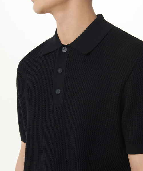 MUSINSA STANDARD（ムシンサスタンダード）の「クロシェニットポロシャツ[ブラック]（ニット/セーター・メンズ・その他・XX-LARGE/LARGE/MEDIUM/SMALL/X-LARGE）」の4枚目の写真