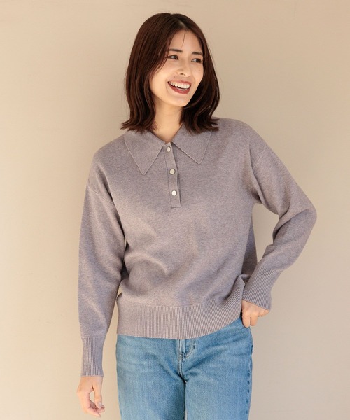 FOUND GOOD（ファウンドグッド）の「BIGポロエリニットPO（ニット/セーター・レディース・ブラウン系3/ブラック/グレー系5/グリーン系8・S/M/L）」の11枚目の写真