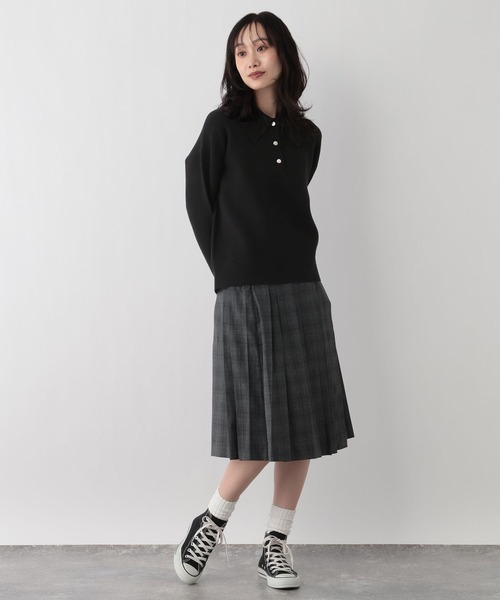 FOUND GOOD（ファウンドグッド）の「BIGポロエリニットPO（ニット/セーター・レディース・ブラウン系3/ブラック/グレー系5/グリーン系8・S/M/L）」の21枚目の写真