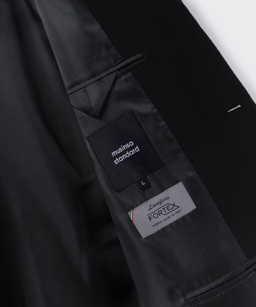 MUSINSA STANDARD（ムシンサスタンダード）の「FORTEX フェルトダディショルダーシングルロングコート[ブラック]（チェスターコート・メンズ・その他・LARGE/X-LARGE/XX-LARGE/MEDIUM）」の9枚目の写真