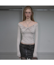 ROSEFRANTZ（ロゼフランツ）の「Ribbon Twist Long Sleeve [Light Gray]（Tシャツ/カットソー）」