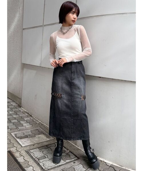 MURUA(ムルーア)の「プリーツシアーハイネックトップス(Tシャツ/カットソー・レディース・ブラック/ホワイト/ミント・FREE)」の19枚目の写真