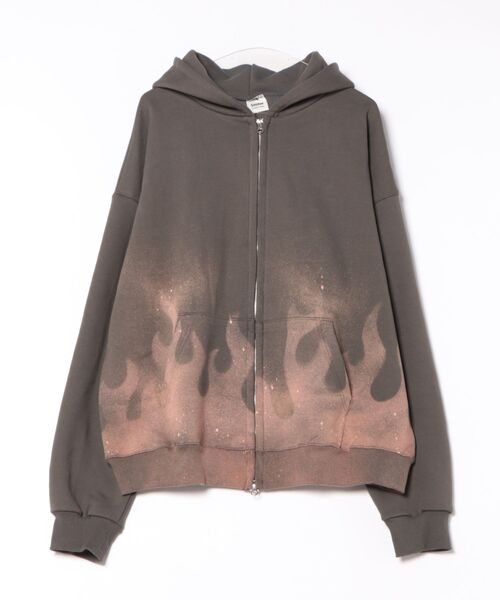 a.p.o.v.(エーピーオービー)の「a.p.o.v. フレイムスプレーグラデーションスウェットオーバーサイズジップアップパーカー(パーカー・メンズ・エメラルド/ブラック/グレー・ONESIZE)」の6枚目の写真