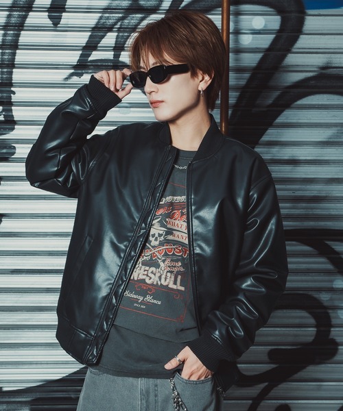 improves（インプローブス）の「PU パデッド ボンバージャケット（ミリタリージャケット・メンズ・ブラック・SMALL/MEDIUM/LARGE/X-LARGE）」の5枚目の写真