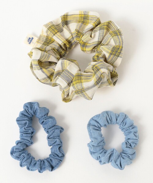 BEAMS BOY（ビームスボーイ）の「チェック & デニム シュシュ 3SET（シュシュ・レディース・ブルー/ピンク/イエロー・ONE SIZE）」の5枚目の写真