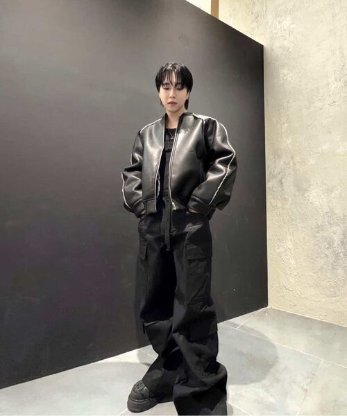 CURETTY(キュリティ)の「C LINE TRIM FAUX SHEARLING JACKET_BLACK(ライダースジャケット・レディース・ブラック・SMALL)」の5枚目の写真