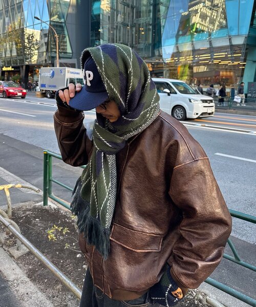 CIAOPANIC(チャオパニック)の「アソート柄フリンジマフラー(マフラー・レディース・グレー/ブラウン/グリーン/ネイビー・FREE)」の6枚目の写真