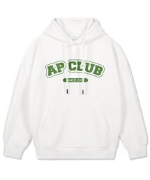 エイピクラブ オーバーサイズ ワイドショルダーフードパーカー_ホワイト