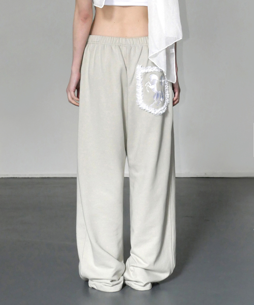 Frill Lace Sweatpants - Stone Gray
