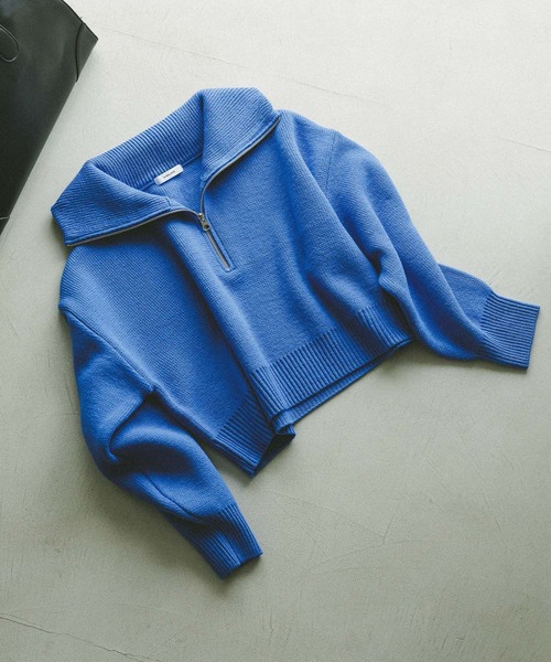 GLOBAL WORK(グローバルワーク)の「ハーフジップニット/608246(ニット/セーター・レディース・ブルー/チャコールグレー/オフホワイト・LARGE/MEDIUM)」の3枚目の写真