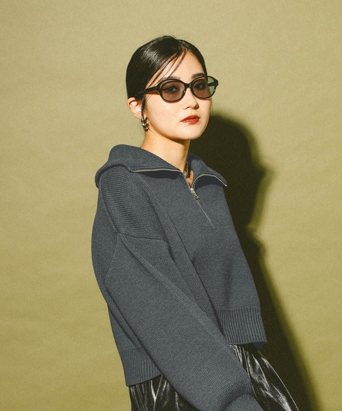 GLOBAL WORK(グローバルワーク)の「ハーフジップニット/608246(ニット/セーター・レディース・ブルー/チャコールグレー/オフホワイト・LARGE/MEDIUM)」の7枚目の写真