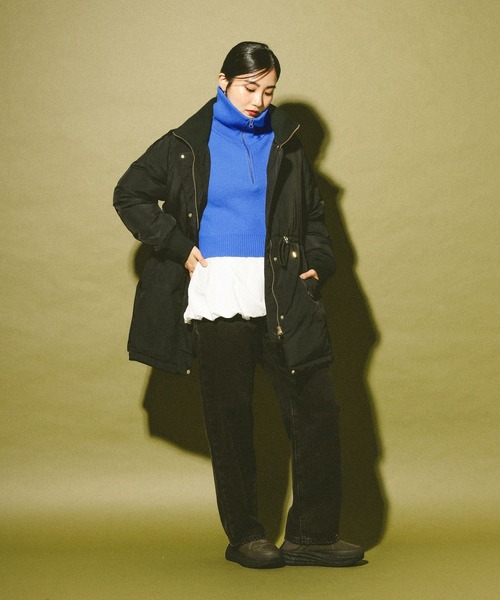 GLOBAL WORK(グローバルワーク)の「ハーフジップニット/608246(ニット/セーター・レディース・ブルー/チャコールグレー/オフホワイト・LARGE/MEDIUM)」の11枚目の写真