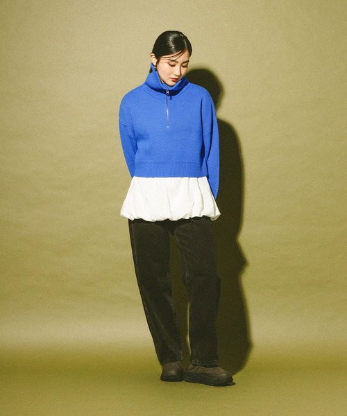 GLOBAL WORK(グローバルワーク)の「ハーフジップニット/608246(ニット/セーター・レディース・ブルー/チャコールグレー/オフホワイト・LARGE/MEDIUM)」の13枚目の写真