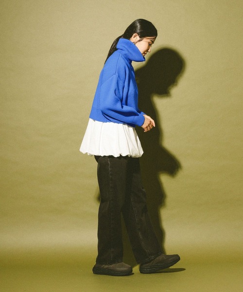 GLOBAL WORK(グローバルワーク)の「ハーフジップニット/608246(ニット/セーター・レディース・ブルー/チャコールグレー/オフホワイト・LARGE/MEDIUM)」の14枚目の写真