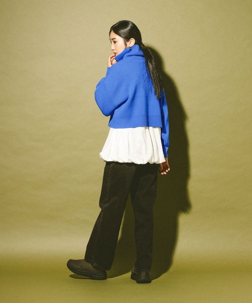 GLOBAL WORK(グローバルワーク)の「ハーフジップニット/608246(ニット/セーター・レディース・ブルー/チャコールグレー/オフホワイト・LARGE/MEDIUM)」の15枚目の写真