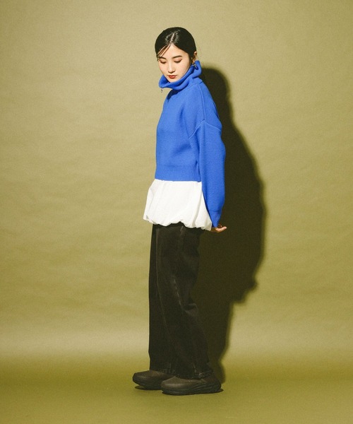 GLOBAL WORK(グローバルワーク)の「ハーフジップニット/608246(ニット/セーター・レディース・ブルー/チャコールグレー/オフホワイト・LARGE/MEDIUM)」の16枚目の写真