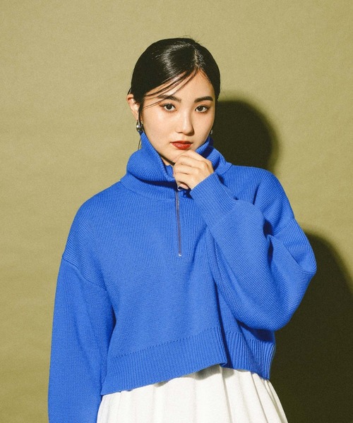 GLOBAL WORK(グローバルワーク)の「ハーフジップニット/608246(ニット/セーター・レディース・ブルー/チャコールグレー/オフホワイト・LARGE/MEDIUM)」の17枚目の写真