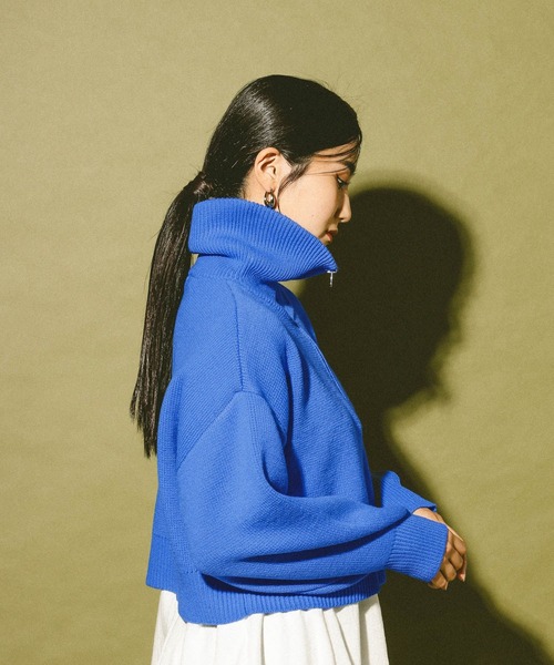 GLOBAL WORK(グローバルワーク)の「ハーフジップニット/608246(ニット/セーター・レディース・ブルー/チャコールグレー/オフホワイト・LARGE/MEDIUM)」の20枚目の写真