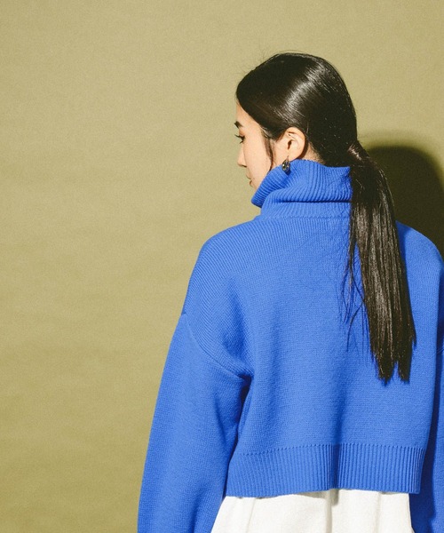 GLOBAL WORK(グローバルワーク)の「ハーフジップニット/608246(ニット/セーター・レディース・ブルー/チャコールグレー/オフホワイト・LARGE/MEDIUM)」の22枚目の写真