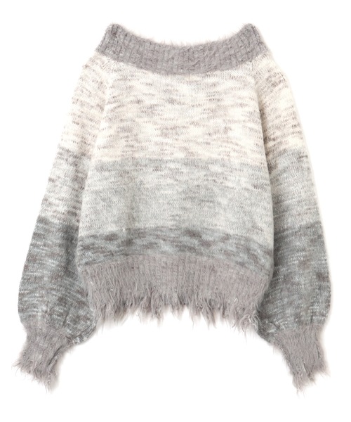 atmos pink（アトモスピンク）の「atmos pink Gradation Damage Knit Top / アトモス ピンク グラデーション ダメージ ニット（ニット/セーター・レディース・グレー/ピンク・FREE）」の6枚目の写真