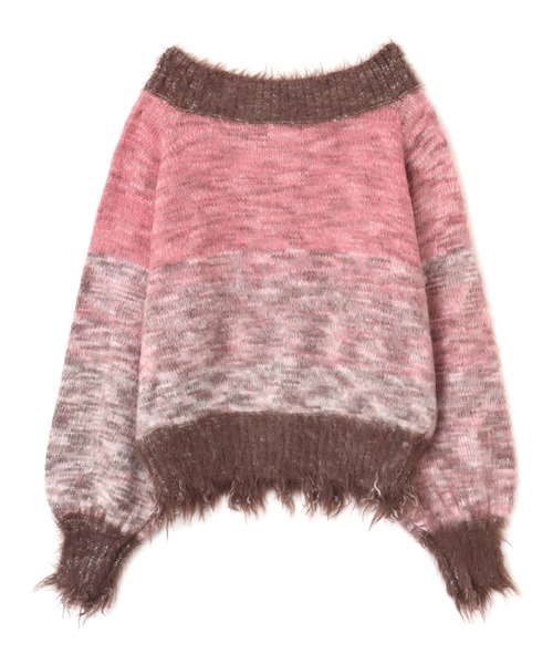 atmos pink（アトモスピンク）の「atmos pink Gradation Damage Knit Top / アトモス ピンク グラデーション ダメージ ニット（ニット/セーター・レディース・グレー/ピンク・FREE）」の10枚目の写真