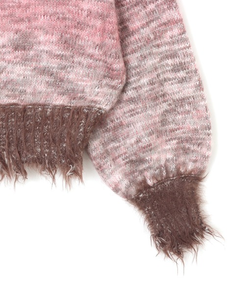 atmos pink（アトモスピンク）の「atmos pink Gradation Damage Knit Top / アトモス ピンク グラデーション ダメージ ニット（ニット/セーター・レディース・グレー/ピンク・FREE）」の9枚目の写真