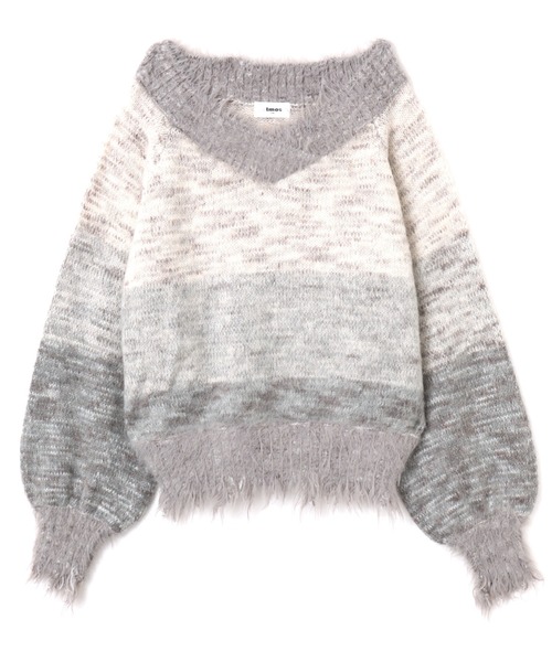 atmos pink（アトモスピンク）の「atmos pink Gradation Damage Knit Top / アトモス ピンク グラデーション ダメージ ニット（ニット/セーター・レディース・グレー/ピンク・FREE）」の4枚目の写真