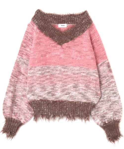 atmos pink（アトモスピンク）の「atmos pink Gradation Damage Knit Top / アトモス ピンク グラデーション ダメージ ニット（ニット/セーター・レディース・グレー/ピンク・FREE）」の8枚目の写真