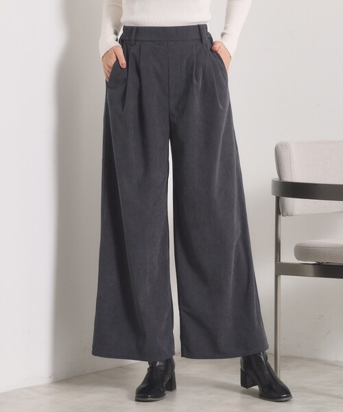 ITS'DEMO（イッツデモ）の「【洗濯機OK／ウエストゴム】コーデュロイワイドパンツ（その他パンツ・レディース・パープル系/チャコールグレー/アイボリー・00）」の2枚目の写真