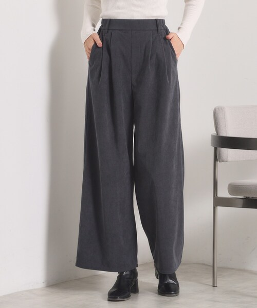 ITS'DEMO（イッツデモ）の「【洗濯機OK／ウエストゴム】コーデュロイワイドパンツ（その他パンツ・レディース・パープル系/チャコールグレー/アイボリー・00）」の8枚目の写真