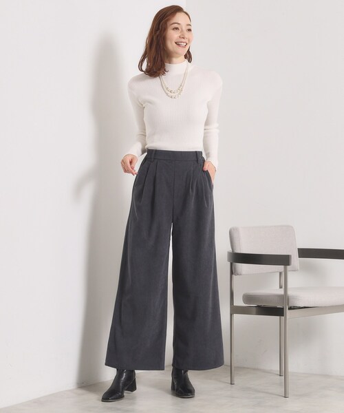 ITS'DEMO（イッツデモ）の「【洗濯機OK／ウエストゴム】コーデュロイワイドパンツ（その他パンツ・レディース・パープル系/チャコールグレー/アイボリー・00）」の9枚目の写真