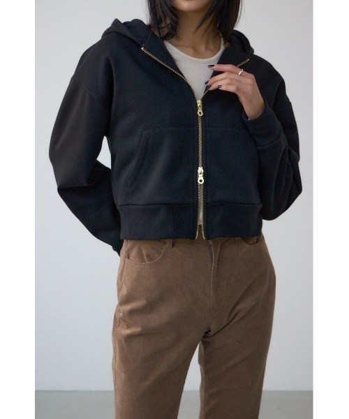 AZUL by moussy(アズールバイマウジー)の「裏起毛Wジップアップフーディー(パーカー・レディース・ブラウン/グレー×ホワイト/ブラック・MEDIUM/SMALL)」の4枚目の写真