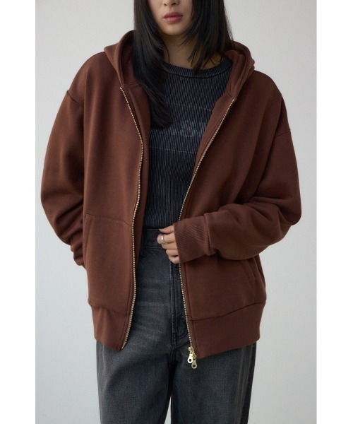 AZUL by moussy(アズールバイマウジー)の「裏起毛Wジップアップフーディー(パーカー・レディース・ブラウン/グレー×ホワイト/ブラック・MEDIUM/SMALL)」の20枚目の写真