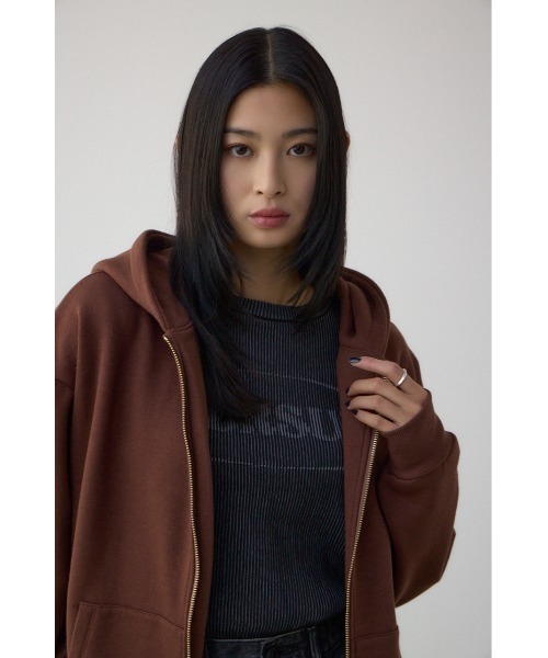 AZUL by moussy(アズールバイマウジー)の「裏起毛Wジップアップフーディー(パーカー・レディース・ブラウン/グレー×ホワイト/ブラック・MEDIUM/SMALL)」の21枚目の写真