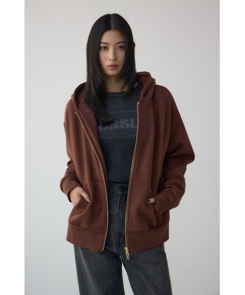 AZUL by moussy(アズールバイマウジー)の「裏起毛Wジップアップフーディー(パーカー・レディース・ブラウン/グレー×ホワイト/ブラック・MEDIUM/SMALL)」の22枚目の写真