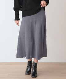 Nohea（ノヘア）の「縦柄＊地柄　裾メロー風 ニット ロングフレアー（スカート）」