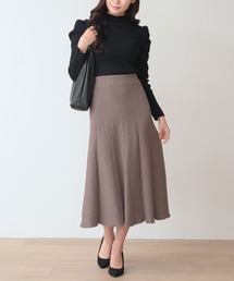 Nohea（ノヘア）の「縦柄＊地柄　裾メロー風 ニット ロングフレアー（スカート）」