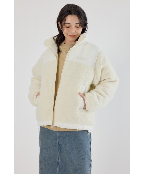 RODEO CROWNS WIDE BOWL（ロデオクラウンズワイドボウル）の「切り替えボアロゴジャケット（その他アウター・レディース・オフホワイト/カーキ/ブラック/ブラック系その他・FREE）」の6枚目の写真