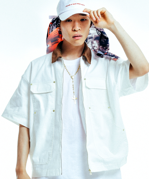 COME（シーオーエムイー）の「[UNISEX] C.O.M.E Mechanic Short Sleeve Work Jacket (White)（その他アウター・レディース・その他・1(M)/2(L)）」の2枚目の写真