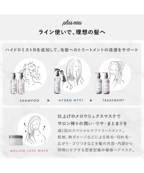 plus eau(プリュスオー)の「プリュスオー メロウシャンプー 詰め替え用 350ml(シャンプー・レディース・シャンプー・FREE)」の9枚目の写真