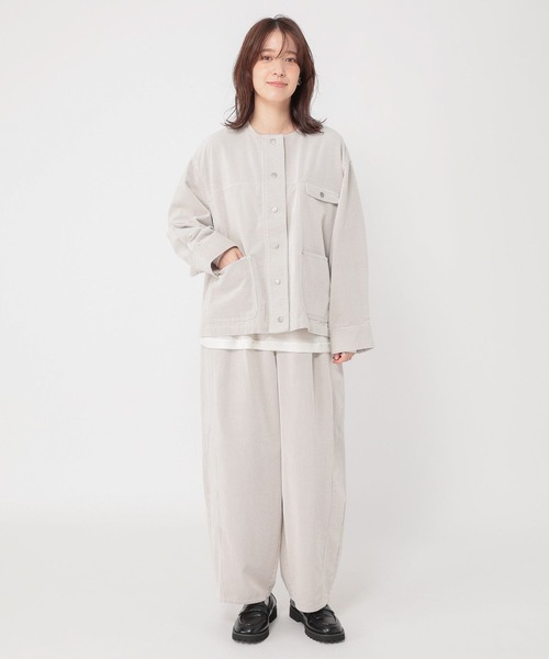 studio CLIP（スタディオクリップ）の「先染めコーデュロイパンツ[プチサイズあり]（その他パンツ・レディース・グレー/サックスブルー/ライトグレー・PF/FREE）」の6枚目の写真