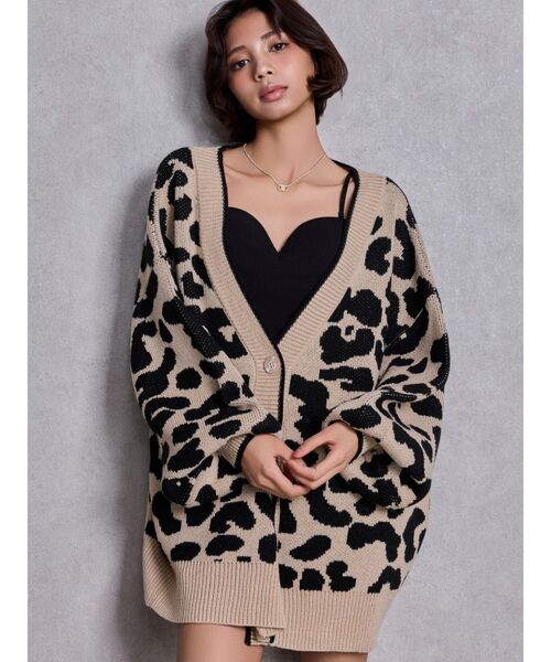 GYDA（ジェイダ）の「ラメGレオパードニットカーディガン（カーディガン/ボレロ・レディース・ベージュ/ブラック/グレー/オフホワイト・FREE）」の4枚目の写真